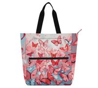 tplaotee Borsa tote decorativa per bambini, per ragazzi, ragazze, adulti, con farfalla felice di San Valentino, impermeabile, borsa a tracolla con tasche per scuola, shopping, generi alimentari