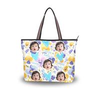 tplaotee Borsa tote in tessuto di seta con cerniera riutilizzabile Immagine personalizzata su grandi borse e borse (senario) Size15.7 x 11.4 Orange Purple Viole del pensiero Fiori