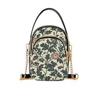 tplaotee Borse a tracolla alla moda con motivo floreale selvatico rosso verde scuro con tasche multiple per le donne per il lavoro