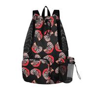 tplaotee Borse con coulisse Arrampicata Borsa da palestra con tasche interne String Back Bag Dry Wet Separazione Boho Red Animal Fringuello Uccello Nero