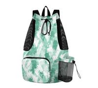 tplaotee Borse con coulisse Sport Palestra Sackpack Con Tasche String Bag Per Scuola Secco Wet Separazione Astratto Acquerello Verde Menta Crema Bianco