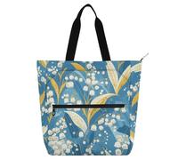 tplaotee Borse decorative per bambini per ragazzi ragazze adulti, stile fresco mughetto sfondo blu grandi borse a tracolla per la scuola con tasche con cerniera per scuola lavoro viaggi arcobaleno