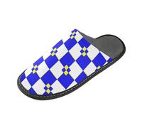 tplaotee Buffalo Plaid Bianco Blu Giallo Donna Pantofole Donna Indoor Slipper con Memory Foam Per Casa, Camera da Letto