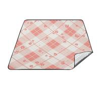 tplaotee Buffalo Plaid Bianco e Pesca Impermeabile Lake Day Essentials Water Resistant Park Outdoor Playmat per Adulti Estate Regalo Tapete para picnic