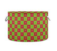 tplaotee Buffalo Plaid Check Cuore Verde Rosso Cesto portaoggetti pieghevole e impermeabile contenitori per giocattoli con manico robusto contenitori rotondi per esterni per scaffali cubby