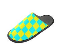 tplaotee Buffalo Plaid Check Giallo Ciano Pantofole Da Donna Per Le Donne Indoor Con Memory Foam Per Casa Camera Da Letto