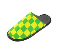 tplaotee Buffalo Plaid Check Giallo Lime Verde Pantofole per le Donne Pantofole da Donna per Interni con Memory Foam Per Casa Camera da Letto