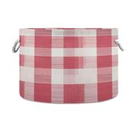 tplaotee Buffalo Plaid Check Rosso Cestino portaoggetti pieghevole e impermeabile cestini organizzazione e scatole di stoccaggio con manico robusto roba contenitori quadrati per mensole della stanza