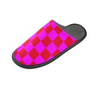 tplaotee Buffalo Plaid Check Rosso Magenta Pantofole da donna Indoor House Pantofole per le donne con memory foam per casa, camera da letto