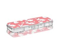 tplaotee Bunny Line Art Cuore Valentine Progettato Plastica Trasparente Matita Box Doppio Strato Penne Trasparente Caso Per Forniture di Cancelleria Con Coperchio
