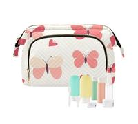 tplaotee Buon San Valentino Cartone Animato Farfalla Beige Medicine Bag Zipper Donna Coin Purse Portafoglio per Organizzatore di Trucco, Felice San Valentino cartone animato farfalla beige, 1 size
