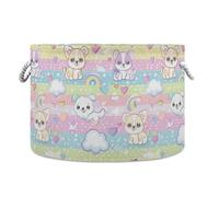 tplaotee Cani Cartoon Rainbow Color cestino portaoggetti pieghevole e impermeabile cestini decorativi con manico robusto cubbies fornitura contenitori di stoccaggio per scaffale armadio rv