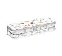 tplaotee Carino cartone animato Cars giallo progettato trasparente matite box doppio strato penne caso duro scatole per cancelleria con coperchio a scatto