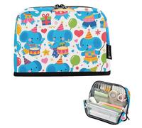 tplaotee Carino Cartoon Blue Elephant Astuccio di Grande Capacità Penna Caso Cosmetico Con Cerniera Cancelleria di Stoccaggio per Infermiere Viaggio caja para lapices escolares nina