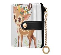 tplaotee Carino Cervo con Fiori Portafoglio Pieghevole da Donna per Le Donne Carino PU Portafoglio in Pelle per Donne Ragazze