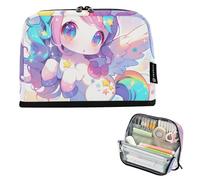tplaotee Carino Chibi Unicorni Matita Penna Astuccio Grande Capacità Penna Caso Cosmetici Cerniera Organizzatore di Immagazzinaggio per Ragazze Teen Scuola cartera para lapices escolares de nina