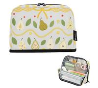 tplaotee Cartone animato carino pere foglie verdi matita scatola grande capacità penna matita caso in piedi borsa multiuso per insegnante scuola media cartuchera para lapices nina grandes