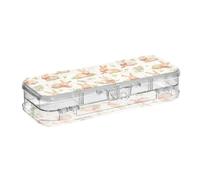 tplaotee Cartone animato Carino Piccolo Coniglio Rosso Fiocco Progettato Matita Scatola di Plastica Trasparente Doppio Deck Hard Pen Caso Per Forniture Artistiche Con Snap E Coperchio