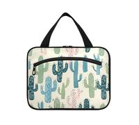 tplaotee Cartoon Cactus appeso borse cosmetiche per le donne viaggiano con gancio, designer borsa lavabile per il trucco per le donne in viaggio viaggio estuche para guardar maquillaje M, cartone