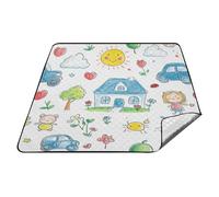 tplaotee Cartoon Carino Colore Stick Figure Impermeabile Giorno del Lago Essentials Resistente all'acqua Parco Camping Coperta Packable per Outdoorsy Persone Picnic Articoli manta para pic nic