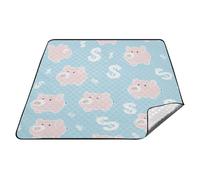 tplaotee Cartoon Carino Rosa Salvadanaio Impermeabile picnic coperte pieghevole Resistente all'acqua Prato Viaggio Picnic Coperta per le Donne 30s campo Articoli colcha para picnic