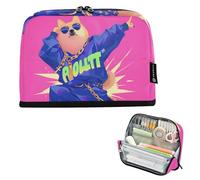 tplaotee Cartoon Dancing Dog Hip Pop Neon Colore Matita Organizer Caso Grande Capacità Make Up Borse Grande Cancelleria Organizzatore per le Donne Scuola Must Haves bolsas para eramientas