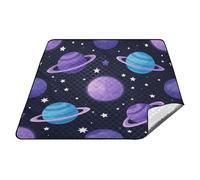 tplaotee Cartoon Spazio Pianeta Colorato Impermeabile Giorno del Lago Essentials Resistente all'acqua Interni Pieghevole Coperta da Picnic per le Donne 30s Coppie Regalo manta para picnic impermeabile