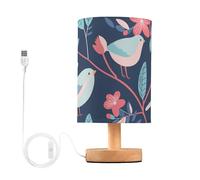 tplaotee Cartoon Teal Fiori Rosa Uccelli Lampada USB Luci di Notte per Bambini per la Camera dei Bambini Lampade Da Tavolo Ragazzi con Plug