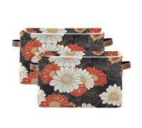 tplaotee Cestini portaoggetti a margherita in stile giapponese, organizer pieghevole e impermeabile con manico robusto, unità 2 pezzi per dormitorio libro