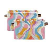 tplaotee Cestini portaoggetti moderni e colorati, pieghevoli e impermeabili, con manico robusto, decorazione decorativa, confezione da 2 per libri da camera