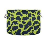 tplaotee Cestino portaoggetti pieghevole e impermeabile con stampa leopardata, verde lime e blu navy, con manico robusto, per vestiti da dispensa camera da letto