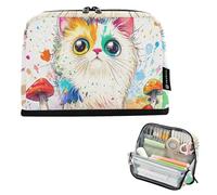 tplaotee Chic Carino Gatto gocciolante vernice matita poueses grande capacità penna matita caso scrivania organizzatore per ragazze adolescenti ufficio estuches para el colegio