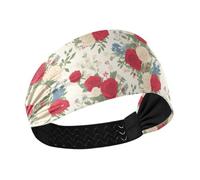 tplaotee Chic Rose Motivo Floreale Rosso Bianco Acquerello No Slip Donne Fasce Elastico Del Sudore per le Donne per Yoga Atletica Sport Pallavolo Trucco