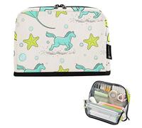 tplaotee Childish Animal Manta Ray Starfish Horse Green Pencil Case Box Grande Capacità Trucco Sacchetti Zip Borsa Multiuso per Uomo Scuola útiles escolares para ninas