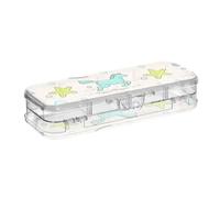tplaotee Childish Animal Manta Ray Starfish Horse Green Progettato Clear Pencil Box Double Deck Penne Custodia rigida per articoli di cancelleria con coperchio a scatto