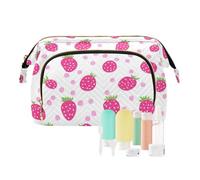 tplaotee Childish Peach Strawberry Polka Dot Makeup Cosmetic Bag Zipper Donna Moneta Borsa per Viaggio Trucco, infantile Peach Strawberry Pois, 1 size