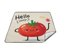 tplaotee Ciao Cartoon Carino Pomodoro Rosso Impermeabile Coperta da Picnic Esterna Resistente all'acqua Prato Coperta Portatile per Adulti Coppie Regalo mantas para parques