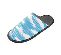 tplaotee Cielo blu e bianco puro motivo a righe scarabocchiare arte pantofole per le donne pantofole da donna per interni con memory foam per casa, camera da letto