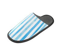 tplaotee Cielo blu puro bianco a righe modello pantofole da donna Indoor pantofole da donna con memory foam per casa, camera da letto