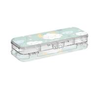 tplaotee Cloud Star Moon Light Green Sky progettato plastica matita scatola trasparente doppio piano penna contenitori per bambini con coperchio a scatto