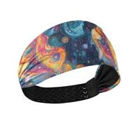 tplaotee Colorato astratto cosmico polvere pianeti spazio antiscivolo grandi fasce per le donne fascia elastica sudore per yoga allenamenti lavaggio viso trucco