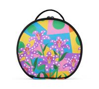 tplaotee Colorato forme geometriche gigli viola Borse Cosmetici Accessori Viaggio Formato Della Chiusura Lampo Cosmetici Borsa Per Le Donne con divisori regolabili 11 IN