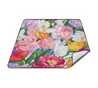 tplaotee Colore Pittura A Olio Senso Fiori Impermeabile Picnic Cestino Portatile Parco Viaggio Picnic Coperta per Outdoorsy Persone Coppie Regalo manta de picnic extra