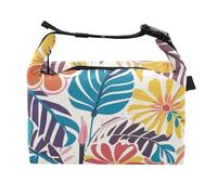 tplaotee Colorful Summer Hawaiian Flowers Kids Borsa termica per il pranzo Eco-Friendly Lady Lunch Box Tote per i lavoratori del giardinaggio