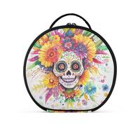 tplaotee Dia De Los Muertos Borsa da viaggio con teschio messicano fiore borsa da viaggio accessori da viaggio con cerniera da appendere borsa da viaggio con divisori regolabili 27,9 cm