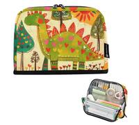 tplaotee Doodle-style Cartoon Dinosaur a forma di cuore matita di immagazzinaggio della matita di grande capacità sacchetto della penna ampia apertura borsa multiuso per insegnante preppy forniture