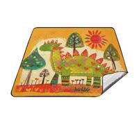 tplaotee Doodle-style Cartoon Dinosauro A Forma di Cuore Impermeabile Giorno Lago Essentials Impermeabile Parco Camping Floor Mat per Terra Estate Regalo tappeto para picnic