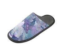 tplaotee Dreamy Flowers viola blu caldo donna pantofole da interno pantofole per le donne con memory foam per casa, camera da letto, Fiori da sogno viola blu, 44.5/45 EU