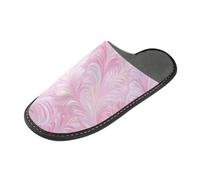 tplaotee Dreamy - Pantofole calde da donna con memory foam, motivo foglie rosa, per casa, camera da letto, Foglie rosa da sogno, 40.5/41 EU