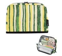 tplaotee Erba Verde Giallo Modello Doodle Art matita sacchetti Grande Capacità Make Up Borse Slim Case Pencil Holder per Studente College Scuola Media cartucheras escolares para ninas